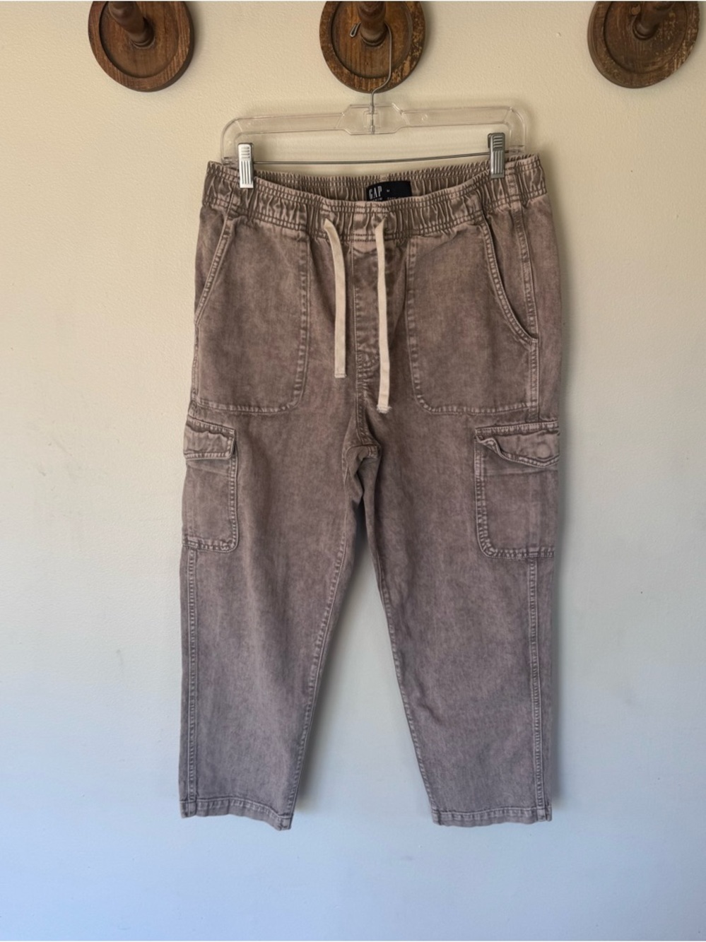 GAP drawstring pull on easy jeans Straight Leg Jeans Washed Taupe size medium